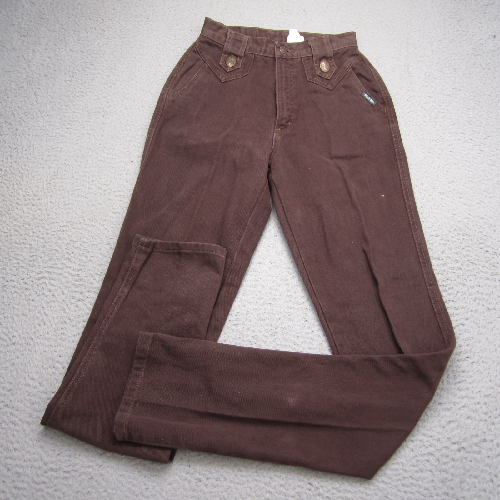 Pantalones de mezclilla vintage Rocky Mountain Rockies para mujer 28/7 marrón hechos en EE. UU. Bareback