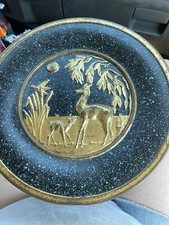Vintage Guildcraft Black & Bronze (gold) Tin with Lid (Made in USA, NYC) Deer