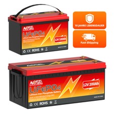12V 300Ah 200Ah 100Ah LiFePO4 Lithium Battery 15000 Deep Cycle BMS Solar Marine
