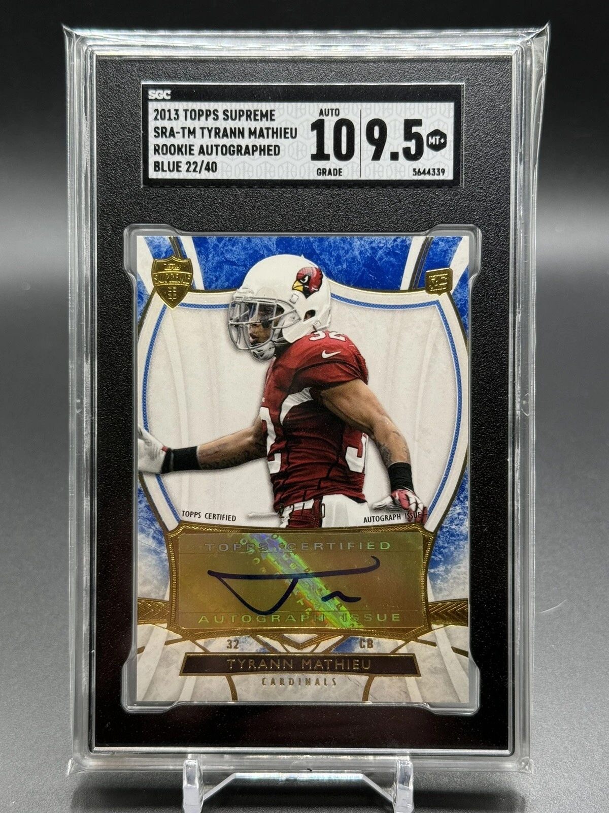 Tyrann Mathieu Topps Supreme Autograph Rookies #SRATM Blue