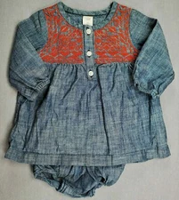 Baby Girl Clothes Tucker + Tate 3 Month 2Pc Jean Color Dress W/Bloomers