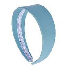 2 Inch Wide Leather Like Headband Solid Hair Band Pale Blue