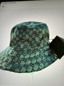 Auth Gucci Hat Bucket Style Reversible Green Metallic GG Monogram Size S‎ Retro Auth Gucci Hat Bucket Style Reversible Green Metallic GG  main image 4