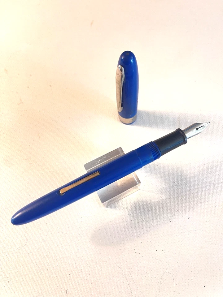 Pluma Estilográfica Relleno Palanca Wearever Azul Años 60 Suave FINA/Mediana Plumín ¡Garantizado! Foto 3 de 4