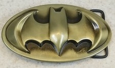 3D Light Bronze  Black Silhouette Batman Belt Buckle DC Comics New Old Stock 4"