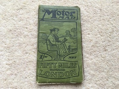 SCARCE C1905 VINTAGE THE MOTOR MAP FIFTY MILES ROUND LONDON 1/- NET