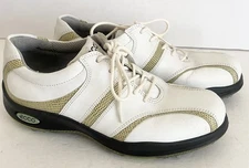 Ecco Women’s 36 = US 5.5 - 6 White Green Leather Shock Point Golf Cleat Shoes