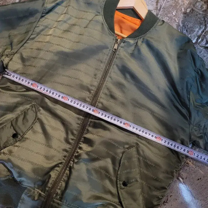 Stussy Reversible Bomber Jacket, Khaki/Orange, Lightly Used thumbnail 10