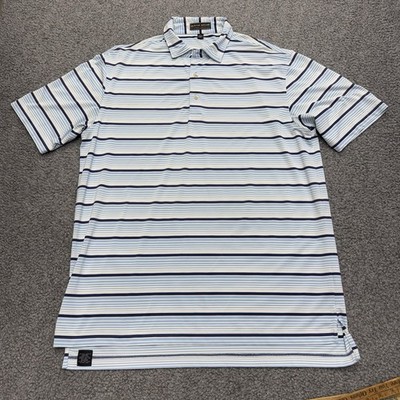 Peter Millar Summer Comfort Polo Shirt Mens Large Blue Performance Stretch Golf