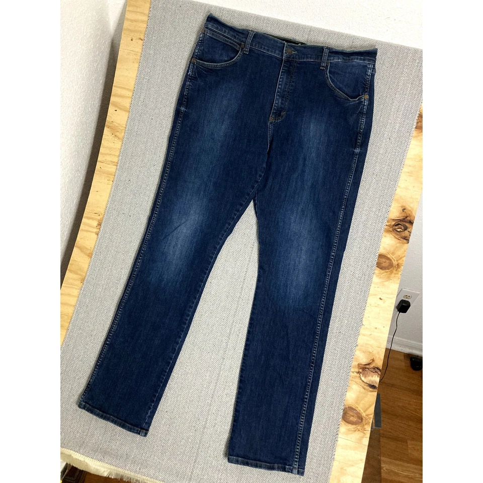 Wrangler Retro Slim Straight Jeans Mens 38X34 Blue Dark Wash Cowboy Western - Image 3 of 4