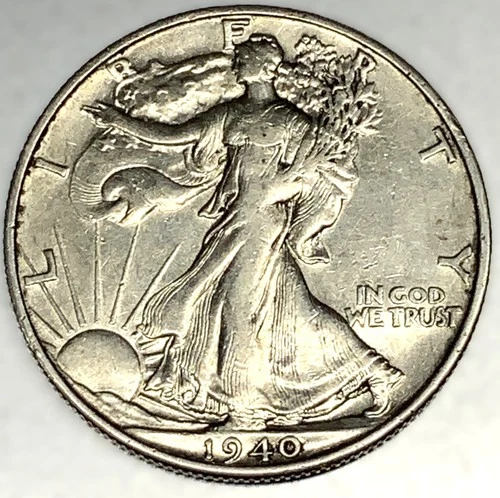 1940 S Walking Liberty Silver Half Dollar- XF-AU Condition - FREE SHIPPING -2000