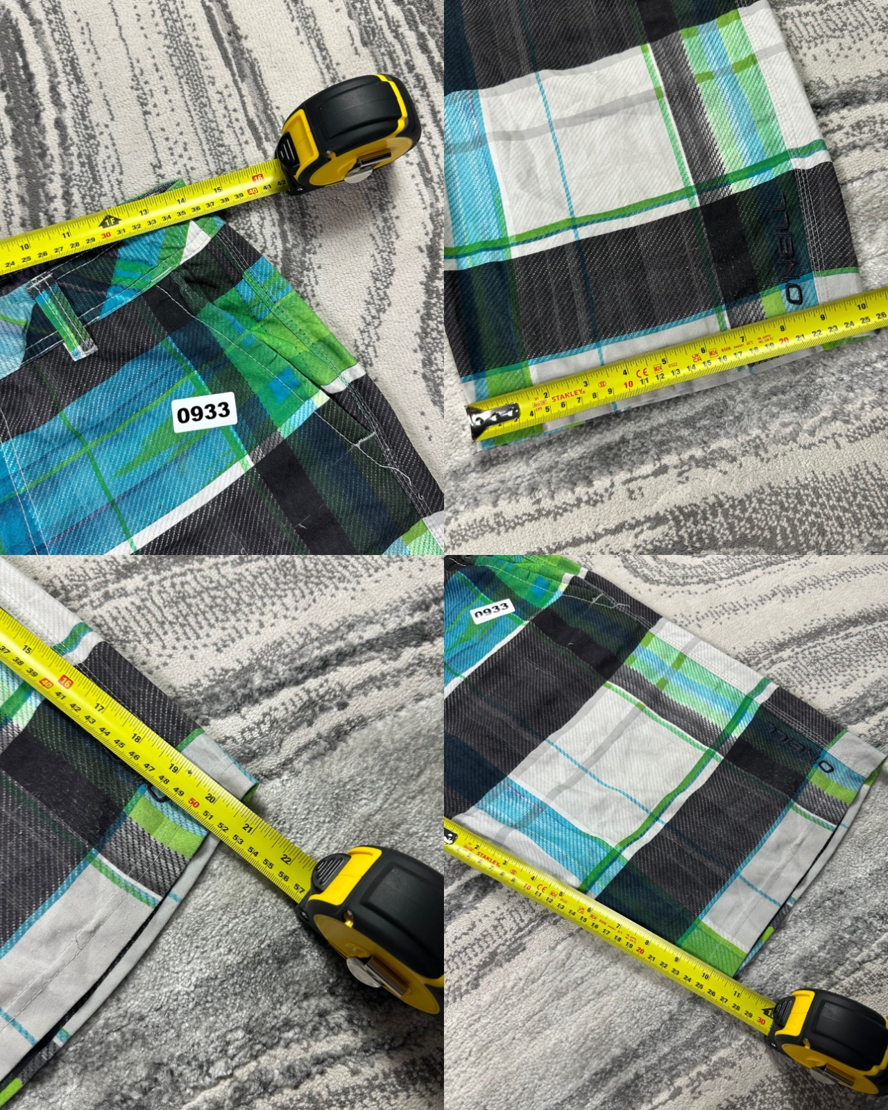 Vintage O'Neill Hybrid 2000's Y2K Green Blue Plaid SZ 28 Board Surf Swim Shorts image 8