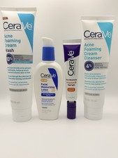 CeraVe/acne foaming cream wash/cleanser/skin renewing vitamin c serum/am facial