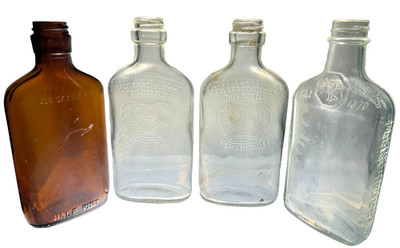 Vintage Federal Law Liquor Bottle Lot of 4 Smirnoff Fleischmanns Half Pint Flask