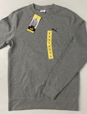 PUMA Men's Long Sleeve Textured Crewneck Pullover Sweatshirt LIGHT GRAY MEDIUM