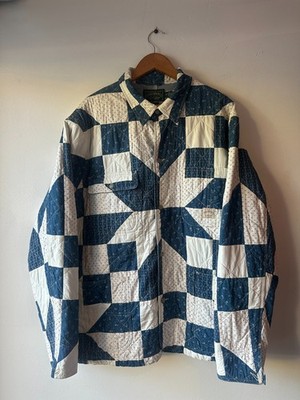 Polo Country Ralph Lauren New Patchwork Cotton Linen Shirt Jacket Blue Multi XL