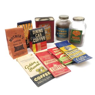 Vintage Coffee Lot tin bags jars Del Monte Maxwell House Breakfast Delight