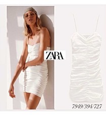 $99 NWT ZARA Mini Dress W Draped Detail Vanilla White M
