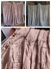 Powder pink triple pinch pleat vintage curtain, 190 x 230 cm lined, weighed hem