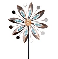 Windrad Gartenstecker Metall H180Cm Blume Antik Spiegel Gartendeko WindmüHle