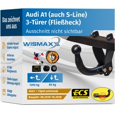 ANHÄNGERKUPPLUNG starr für Audi A1 10-15 +13polig E-Satz ABE EBA NEU