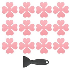 12 Pcs Non Slip Bathtub Stickers with Scraper Anti Slip Four Leaf Pink