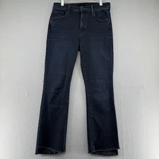 Mother Jeans Womens 28 Insider Crop Step Fray Dark Wash Distressed Hem