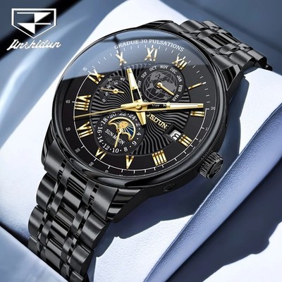 Automatic Mechanical Waterproof Watch Moon Phase Luxury Dial Men's Men Strap