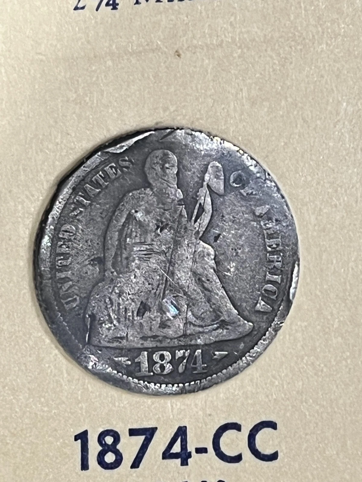 1874-CC Seated Dime