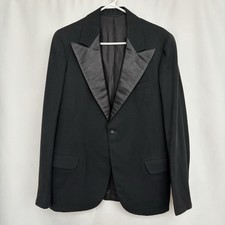 30 s - Dated 1937 - Regent - Mens Black Tuxedo Jacket Tux Silk Wool 38R