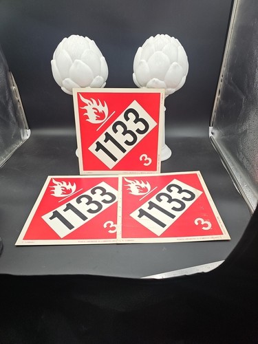 Dot Placard Sign, FLAMMABLE 1133 Class 3, Flammable , Pk 3 Hazardous Material