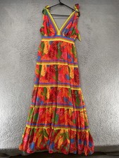 Fashion Nova Maxi Dress Womens XL Tropical Floral Tie Strap V Neck Barbados