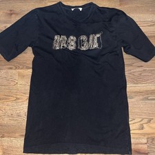 MSGM Milano Black Designer Rhinestone T Shirtsz Medium MSRP $200