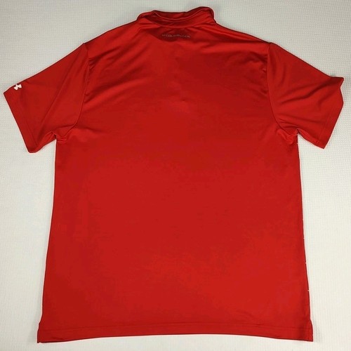 Under Armour Koszulka polo Męska XL Luźny Heat Gear Krótki rękaw Czerwony w paski Golf  - Zdjęcie 7 z 9