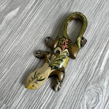 Wooden Lizard Figurine Rustic Decorative Art Accent Piece 7.5''
