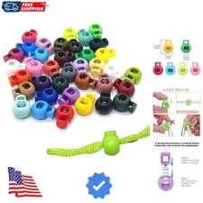Plastic Cord Locks for Drawstrings Shoelaces, 100 Pcs Adjustable Round Cord S...