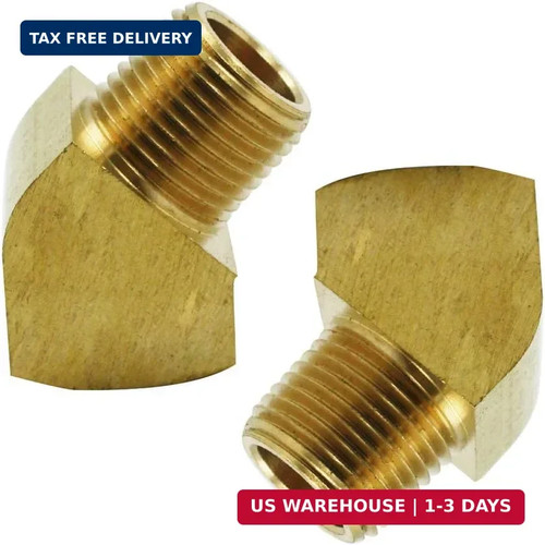45 Degree Street Elbow 1/8" NPT Male x 1/8" NPT Female Brass Pipe Fitting (Pack