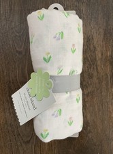 Baby Blanket Cloud Island White Pastel Floral Muslin Swaddle Cotton Flower 47x47