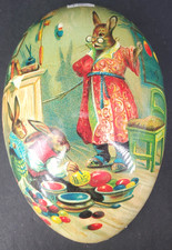 Nestler Easter Bunnies Painting Eggs German Paper Mache Egg 6  
