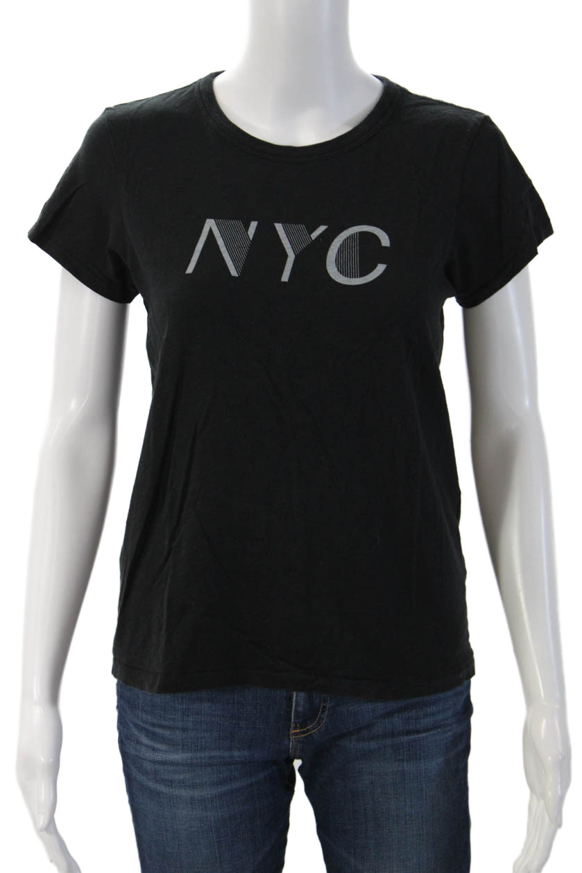 Rag & Bone Womens Basic Black Graphic Pima Cotton… - image 1