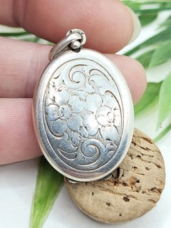 Ancien Porte Photo Pendentif Argent Massif Finement Ciselé Bijou Ancien 5 7g