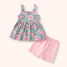 Pete  Lucy Leopard Lagoon Girls Two-Piece Shorts Set in Size 6/6X