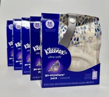 NEW Set of 5 Kleenex Go Anywhere Clip On Packs 3-Ply 30 Tissues  *Discontinued*