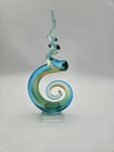 Murano Studio Art Glass Blue Multicolor Spiral Art Glass Sculpture Figure