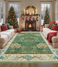 5x7 Christmas Rug Living Room Rug Non Slip Washable Stain Resistant 5x7 Washa...