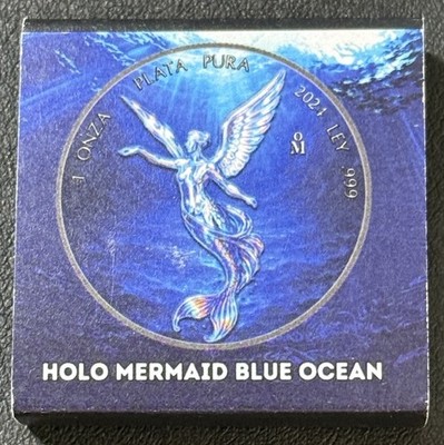 2024 1 Oz .999 Silver Mexico Libertad Holo Mermaid Blue Ocean