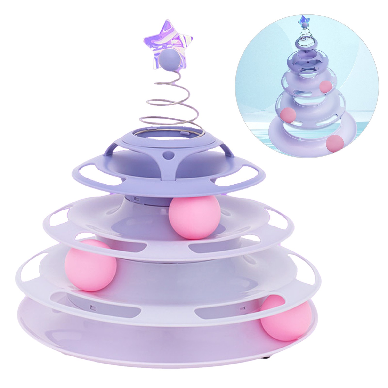 3 Level Cat Toy Roller Interactive Turntable Track Toy For Cats Excellent