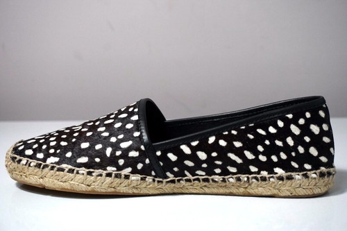 Tory Burch McKenzie Black Pony Print Leather and Calf Hair Espadrilles Size 10 - Picture 5 of 11