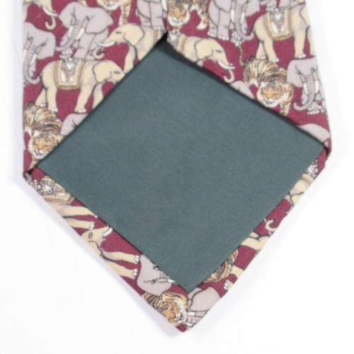 Bert Pulitzer Traditional Mens Necktie Elephant Tiger Red - Picture 7 of 7