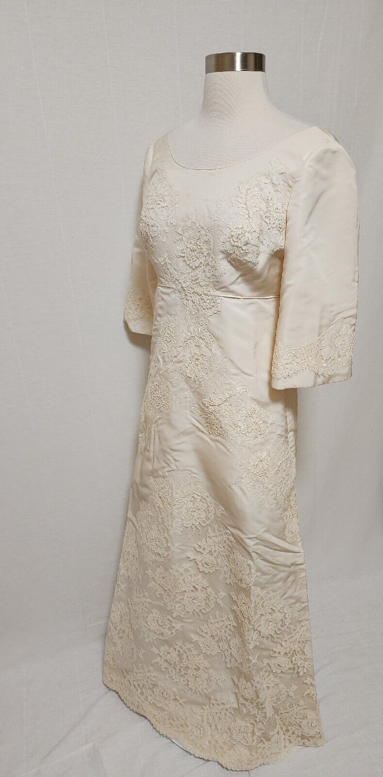 1950s Vintage Womens Wedding Dress White Lace Det… - image 4